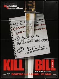 5c1258 KILL BILL: VOL. 2 teaser French 1p 2004 Quentin Tarantino, different image of sword & the list!