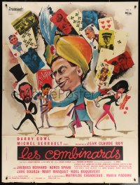 5c1277 LES COMBINARDS French 1p 1966 great art of turbaned magician Darry Cowl with playing cards!