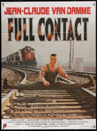 5c1284 LIONHEART French 1p 1991 Jean-Claude Van Damme doing splits on train tracks, Full Contact!