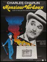 5c1320 MONSIEUR VERDOUX French 1p R1973 wonderful different art of Charlie Chaplin by Leo Kouper!