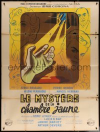 5c1331 MYSTERY OF THE YELLOW ROOM French 1p 1949 Cerutti art of killer fleeing his victim, rare!