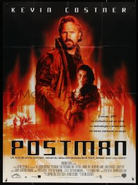 5c1368 POSTMAN French 1p 1998 cool post-apocalyptic image of Kevin Costner & Olivia Williams!