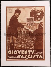 5c0283 GIOVENTU FASCISTA linen Italian magazine cover January 1935 Benito Mussolini's Fascist state!