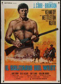 5c0859 BULL OF THE WEST Italian 1p 1972 Enzi Nistri art of barechested Charles Bronson with rifle!