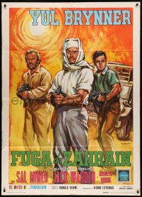 5c0876 ESCAPE FROM ZAHRAIN Italian 1p 1961 Colizzi art of Yul Brynner, Sal Mineo & Jack Warden!