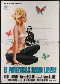 5c0737 BUTTERFLIES ARE FREE Italian 2p 1972 different Landi art of Goldie Hawn & Edward Albert, rare!