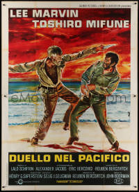 5c0769 HELL IN THE PACIFIC Italian 2p 1969 Avelli art of Lee Marvin & Toshiro Mifune, Boorman, rare!