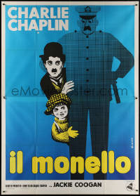5c0778 KID Italian 2p R1960s great different Leo Kouper art of Charlie Chaplin & Jackie Coogan!