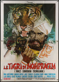 5c0783 LE TIGRI DI MOMPRACEM Italian 2p 1970 Mario Aequi, Averardo Ciriello art with tiger, rare!