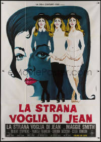 5c0802 PRIME OF MISS JEAN BRODIE Italian 2p 1969 DeSeta art of Maggie Smith & Pamela Franklin, rare!