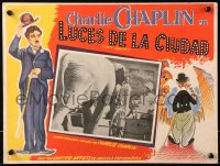 5c0495 CITY LIGHTS Mexican LC R1950s Charlie Chaplin staring at elephant + great Tramp border art!