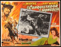 5c0496 CONQUEROR Mexican LC 1956 barbarian John Wayne shot by arrow while riding on his horse!