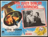 5c0505 FOR WHOM THE BELL TOLLS Mexican LC R1950s romantic c/u of Gary Cooper & Ingrid Bergman!