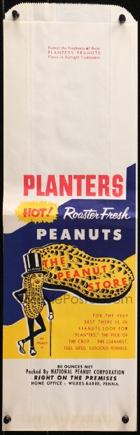 5c0273 PLANTERS 80 ounce paper bag 1940s for the very best there is in peanuts, roaster fresh!