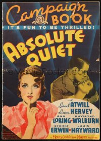 5c0352 ABSOLUTE QUIET pressbook 1936 Louis Hayward, Irene Hervey, color poster images, ultra rare!
