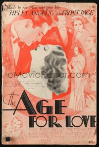 5c0354 AGE FOR LOVE pressbook 1931 Howard Hughes, R.M. Bell art of Billie Dove & Charles Starrett!