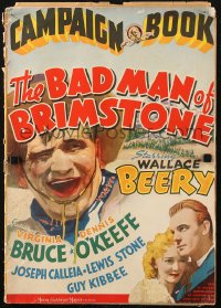 5c0359 BAD MAN OF BRIMSTONE pressbook 1937 Wallace Beery, Virginia Bruce, color poster images, rare!