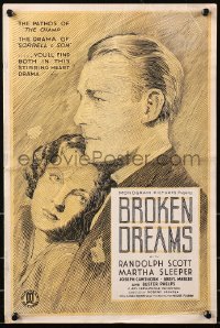 5c0366 BROKEN DREAMS pressbook 1933 great cover art of Randolph Scott & Martha Sleeper, ultra rare!