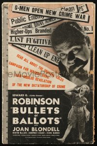 5c0367 BULLETS OR BALLOTS pressbook 1936 Edward G. Robinson, Joan Blondell, Humphrey Bogart, rare!