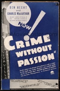 5c0374 CRIME WITHOUT PASSION pressbook 1934 Claude Rains, Margo, Ben Hecht, Charles MacArthur, rare!