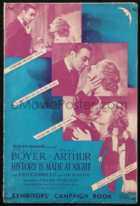 5c0396 HISTORY IS MADE AT NIGHT pressbook 1937 Charles Boyer & pretty Jean Arthur, ultra rare!