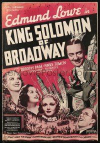 5c0407 KING SOLOMON OF BROADWAY pressbook 1935 Edmund Lowe, Dorothy Page & Pinky Tomlin, very rare!