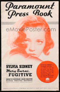 5c0415 MARY BURNS FUGITIVE pressbook 1935 sexy cover portrait of Sylvia Sidney with her great eyes!