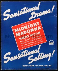 5c0418 MIDNIGHT MADONNA pressbook 1937 Warren William in a sensational child custody battle!