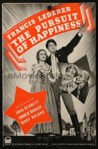 5c0426 PURSUIT OF HAPPINESS pressbook 1934 Joan Bennett, Francis Lederer, Revolutionary War romance!