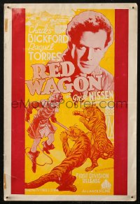 5c0428 RED WAGON pressbook 1936 Charles Bickford, art of tiger trainer Greta Nissen, ultra rare!