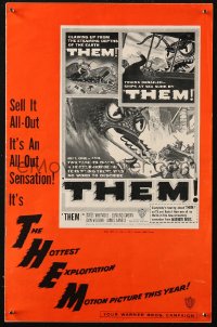 5c0443 THEM pressbook 1955 classic sci-fi, cool art of horror horde of giant ant-monsters!