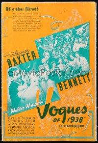 5c0455 VOGUES OF 1938 pressbook 1937 Warner Baxter & Joan Bennett, wonderful deco art, ultra rare!