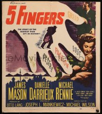 5c0552 5 FINGERS WC 1952 James Mason, Danielle Darrieux, true story of the most fabulous spy!