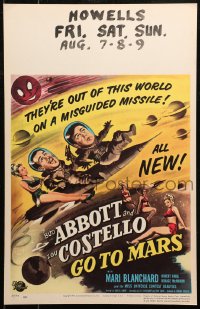 5c0554 ABBOTT & COSTELLO GO TO MARS WC 1953 art of wacky astronauts Bud & Lou in outer space!