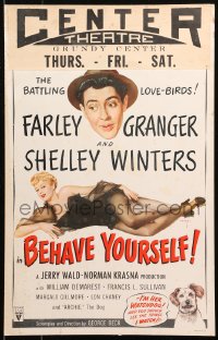 5c0564 BEHAVE YOURSELF WC 1951 art of sexy Shelley Winters by Alberto Vargas, Granger, ultra rare!