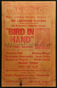 5c0567 BIRD IN HAND stage play WC 1931 young Lakewood player Humphrey Bogart 6th billed, ultra rare!