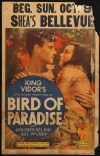 5c0568 BIRD OF PARADISE WC 1932 c/u of sexy tropical Dolores Del Rio & Joel McCrea, ultra rare!