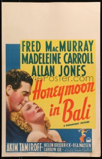 5c0608 HONEYMOON IN BALI WC 1939 romantic c/u of MacMurray & sexy Madeleine Carroll, ultra rare!
