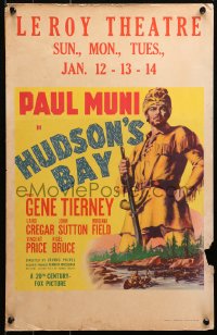 5c0610 HUDSON'S BAY WC 1940 full-length art of pioneer Paul Muni, but no Gene Tierney, ultra rare!