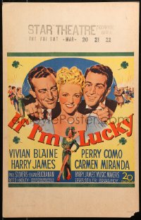 5c0614 IF I'M LUCKY WC 1946 art of Vivan Blaine, Perry Como, Carmen Miranda & Harry James, rare!