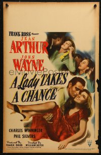 5c0625 LADY TAKES A CHANCE WC 1943 Jean Arthur moves west and falls in love with John Wayne!