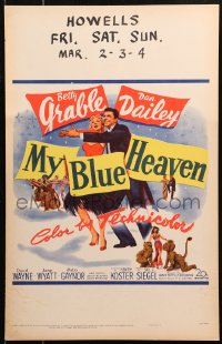 5c0643 MY BLUE HEAVEN WC 1950 great art of sexy Betty Grable & Dan Dailey dancing, romantic musical!