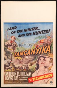5c0690 TANGANYIKA WC 1954 Van Heflin & Ruth Roman in Africa, the land of the hunter & hunted!