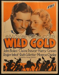 5c0707 WILD GOLD WC 1934 dam engineer John Boles & young Claire Trevor, silhouette art, ultra rare!