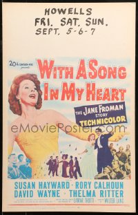 5c0709 WITH A SONG IN MY HEART WC 1952 art of elegant Susan Hayward as singer Jane Froman, rare!