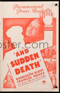5c0358 AND SUDDEN DEATH pressbook 1936 Randolph Scott, Frances Drake, violent traffic accident!