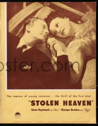 5c0440 STOLEN HEAVEN pressbook 1938 jewel thieves Gene Raymond & Olympe Bradna pose as musicians!