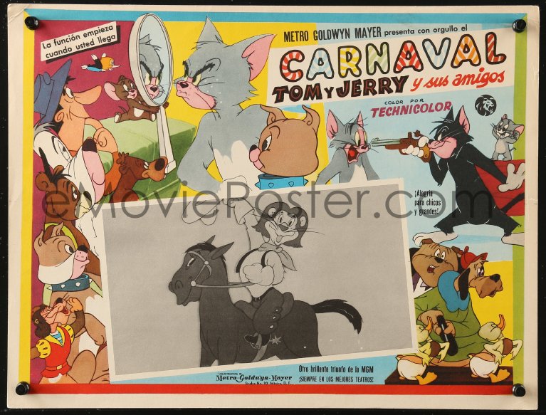 : 5c0493 CARNAVAL TOM Y JERRY Y SUS AMIGOS Mexican LC 1950s  great cartoon montage of lion cowboy!