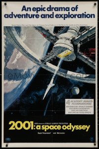 5d0001 2001: A SPACE ODYSSEY style A 70mm 1sh 1968 Kubrick, art of space wheel by Bob McCall!