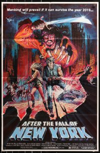 5d0025 AFTER THE FALL OF NEW YORK 26x40 1sh 1984 post-apocalyptic NYC, Luis Dominguez action art!
